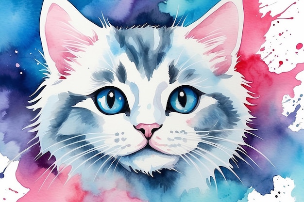 Arrière-plan de chaton à l'aquarelle abstraite