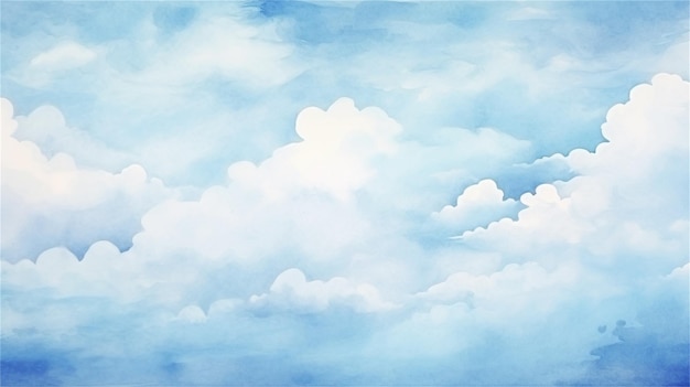 Photo arrière-plan de ciel en aquarelle avec des nuages illustration à l'aquarelle dessinée à la main