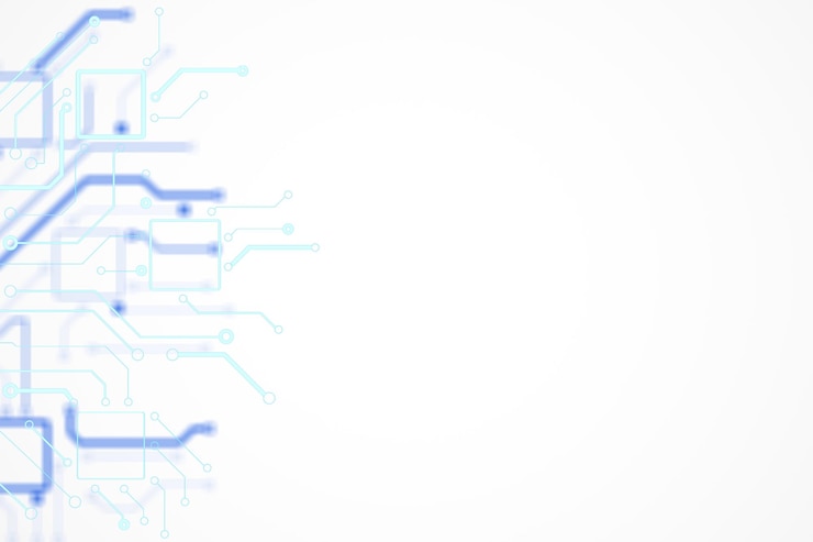 Photo arrière-plan de circuit bleu abstrait avec des tons blancs et gris clairs rendering 3d