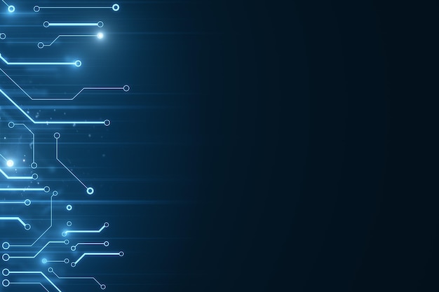 Photo arrière-plan de circuit numérique brillant créatif avec maquette bleue pour votre publicité technologie et concept d'innovation rendering 3d