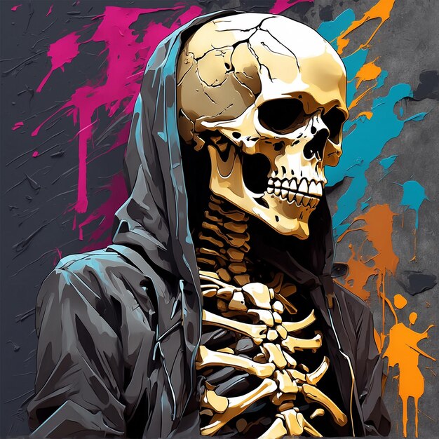 Arrière-plan coloré abstrait avec un crâne coloré a généré