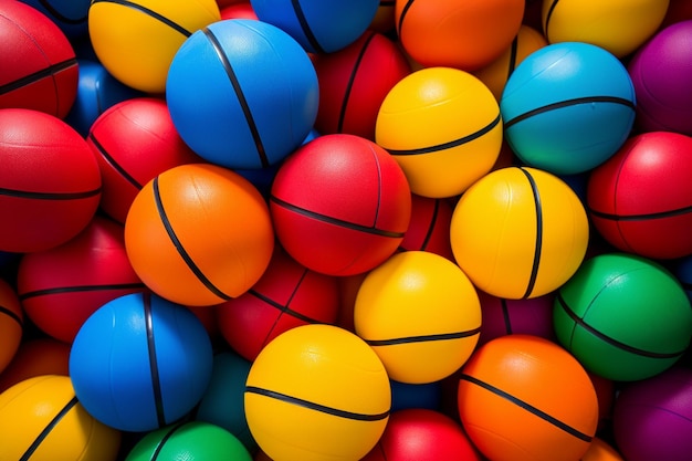 Arrière-plan coloré de balles de basket