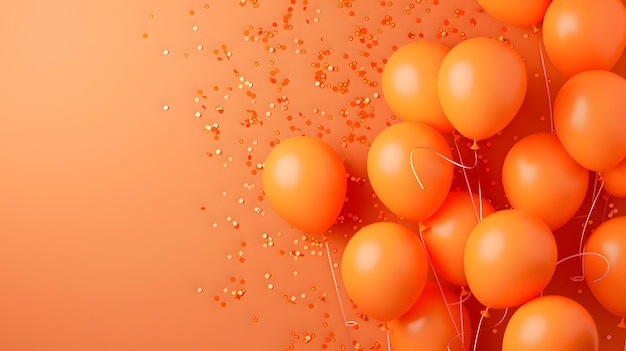 Photo arrière-plan de composition de ballons orange bannière de conception de célébration