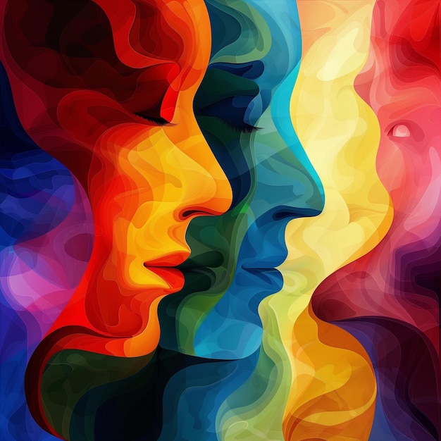 Arrière-plan avec le concept d'empathie et d'égalité raciale L'unité des personnes différentes