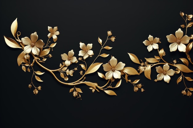 Arrière-plan de conception de cadre floral doré élégant