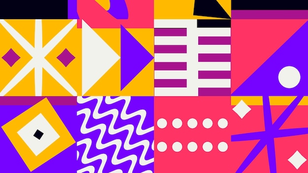 Arrière-plan de conception géométrique compositions de formes abstraites fraîches avec couleur pourpre noire et orange