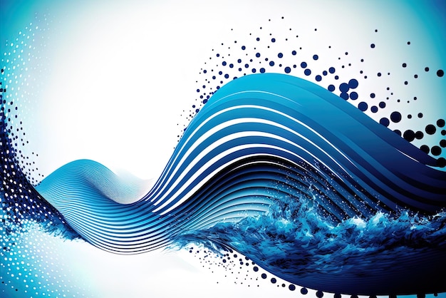 Photo arrière-plan contemporain à ondes bleues abstraites avec des éléments à demi-ton