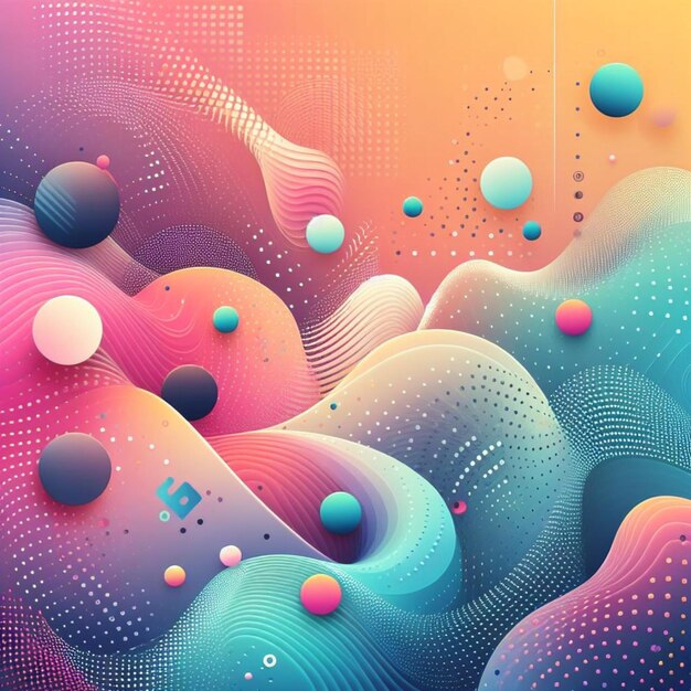 Photo arrière-plan de couleur liquide gradient conception d'éléments géométriques à texture dynamique avec décoration de points