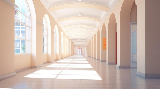 Arrière-plan de couloir intérieur vide et lumineux