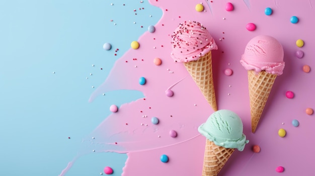 Photo arrière-plan de crème glacée colorée