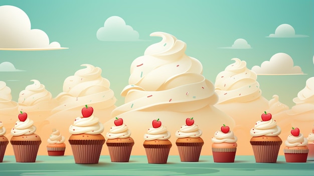 Arrière-plan de cupcake HD papier peint en 8K Image photographique en stock