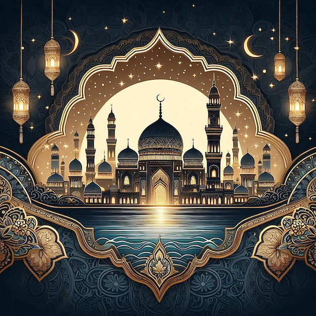 Arrière-plan décoratif du festival de l'Aïd Moubarak Affiche de l'Eid Moubarak