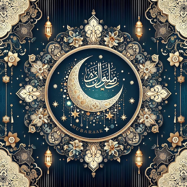 Arrière-plan décoratif d'Eid al Adha Mubarak avec une élégance islamique généré par AI