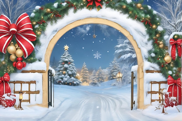 Arrière-plan décoratif de la porte de l'événement de Noël