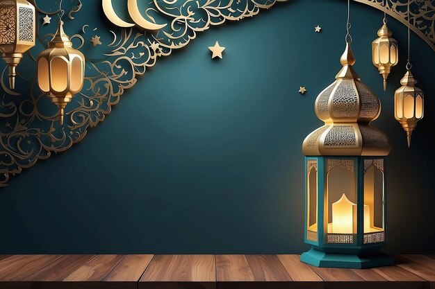 Arrière-plan de décoration islamique avec style de luxe au croissant de lune