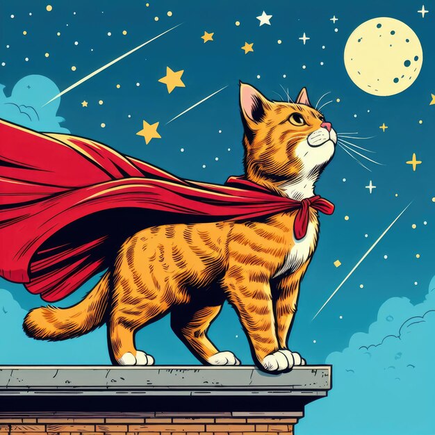 arrière-plan de dessins animés de super-héros chats