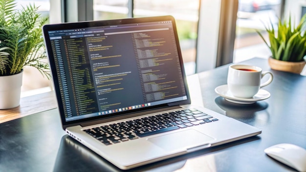 Arrière-plan du bureau de programmation de l'ordinateur portable