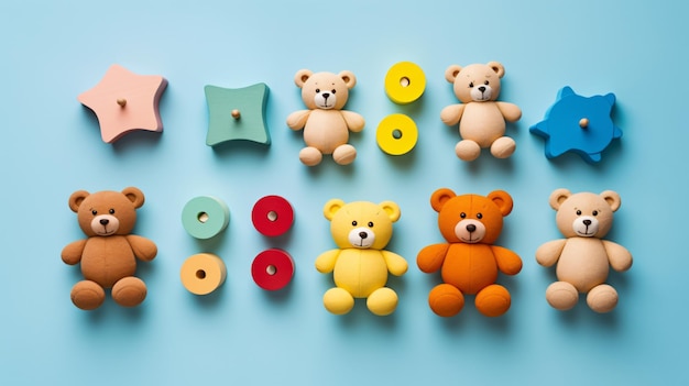 Arrière-plan du cadre de jouets pour bébés et enfantsOurs en peluche