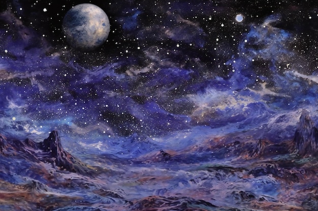 Arrière-plan du ciel nocturne avec des étoiles et des nébuleuses