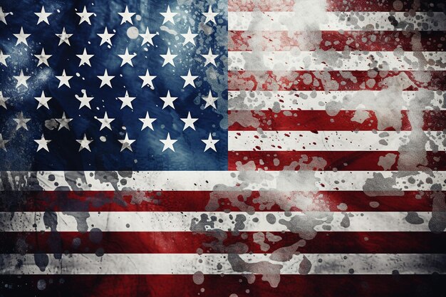 Arrière-plan du drapeau américain avec des pliures et des plis et un effet grunge