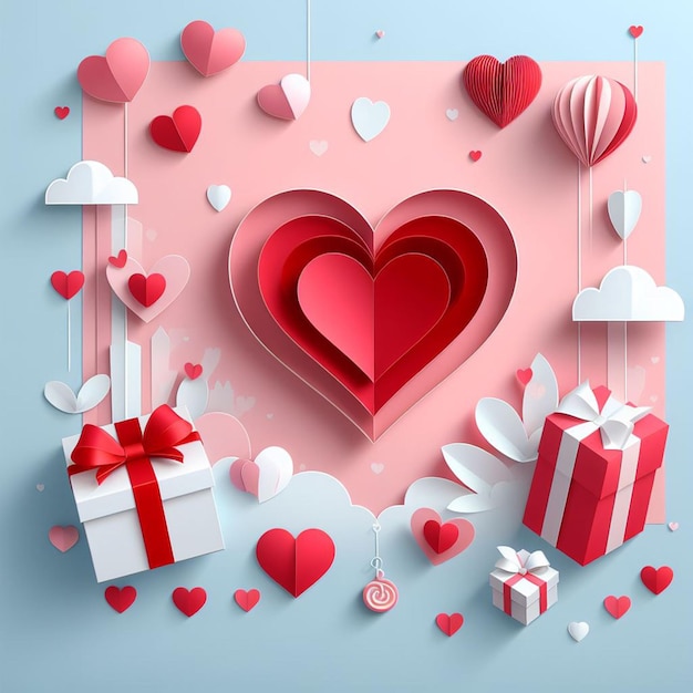 Arrière-plan du jour de la Saint-Valentin avec ornement en papier cœur
