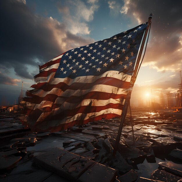 Arrière-plan du Memorial Day des États-Unis Couleur cinématographique du drapeau américain