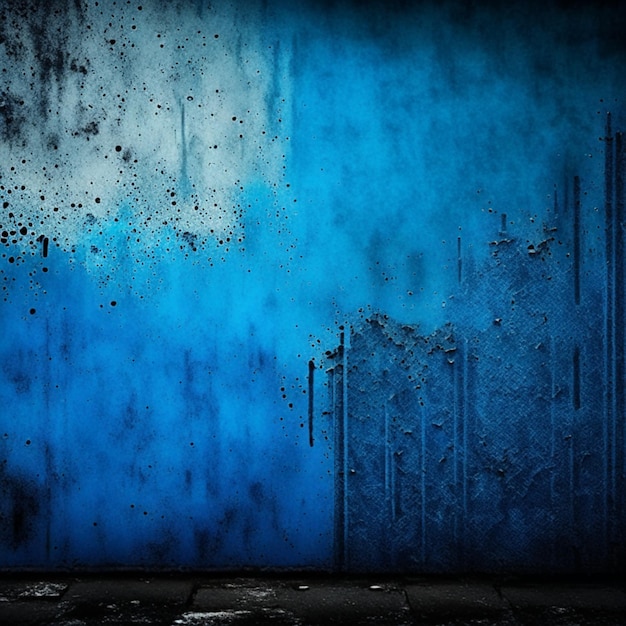 Arrière-plan du mur du studio avec une texture en béton bleu grunge vintage