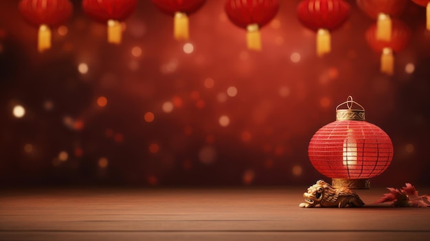 Arrière-plan du Nouvel An chinois avec un dragon Illustration AI GenerativexA