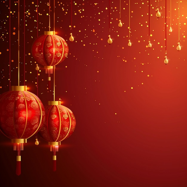 Arrière-plan du Nouvel An chinois avec des lanternes traditionnelles