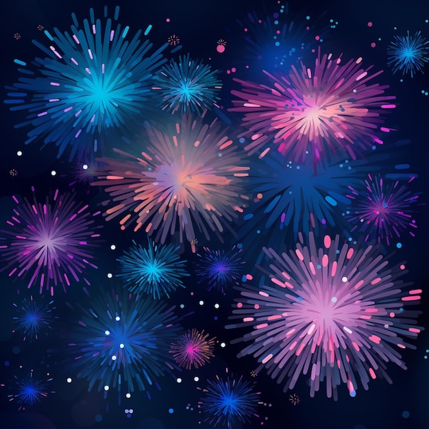 Arrière-plan du Nouvel An avec des feux d'artifice violets