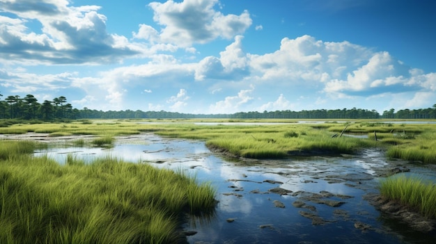 Arrière-plan du paysage des marais humides