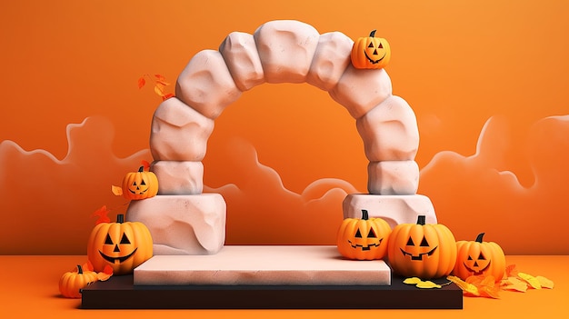 Arrière-plan du podium d'Halloween pour le papier peint de présentation des produits