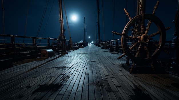 Photo arrière-plan du pont vide du navire pirate