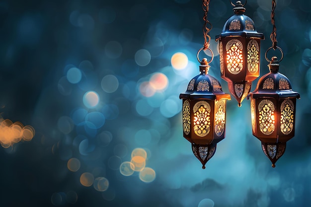 Arrière-plan du Ramadan Kareem sur une conception de lumières bokeh