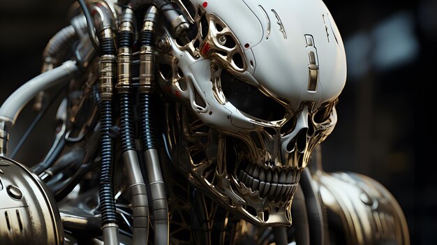 Arrière-plan du robot à crâne extraterrestre IA générative