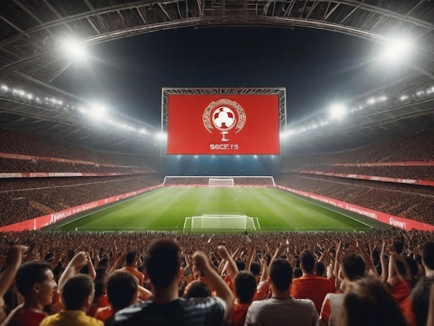 Arrière-plan du stade de football avec le public et les projecteurs