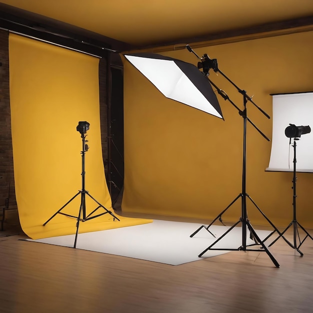 Photo arrière-plan du studio de photographie jaune