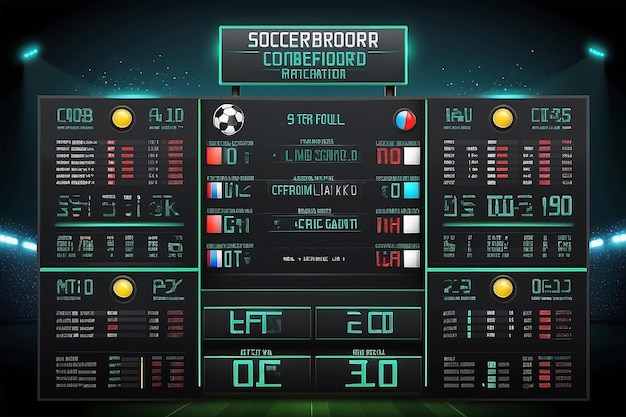 Arrière-plan du tableau de bord du football Statistiques des matchs de football Illustration vectorielle