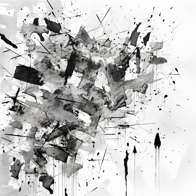 Arrière-plan à éclaboussure d'encre abstrait avec des traits de couleur grise Illustration artistique