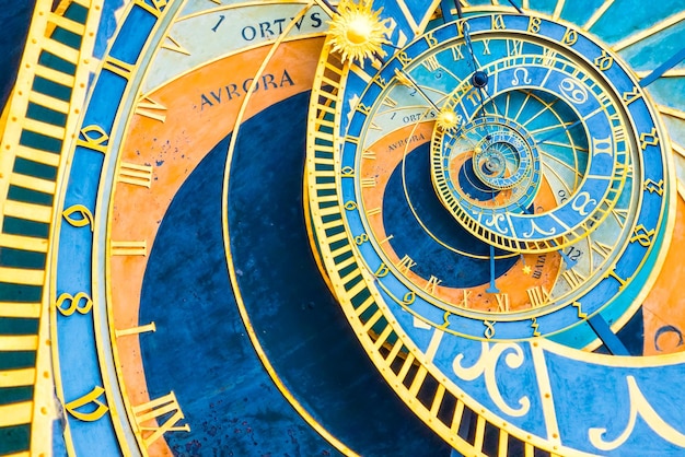 Arrière-plan effet Droste basé sur l'horloge astronomique de Prague Conception abstraite pour les concepts liés à l'astrologie et à la fantaisie