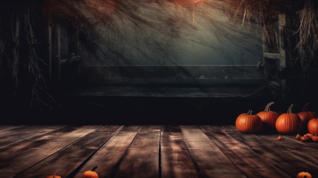Arrière-plan effrayant d'Halloween avec des planches de bois vides arrière-plan d'horreur sombre