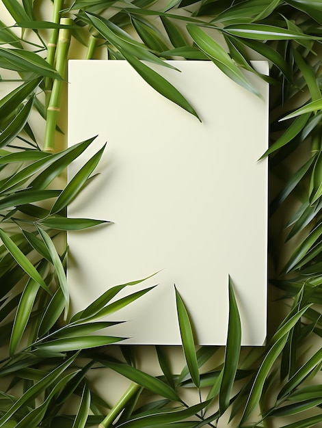 Arrière-plan élégant papier de bambou vert clair et blanc couleur naturelle concept concept créatif intelligent
