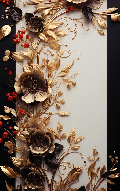 Arrière-plan d'une élégante carte d'invitation de mariage en feuille d'or Rectangle Shape Iv Design Concept Art