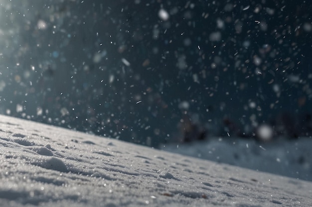 Arrière-plan enneigé avec des flocons de neige qui tombent