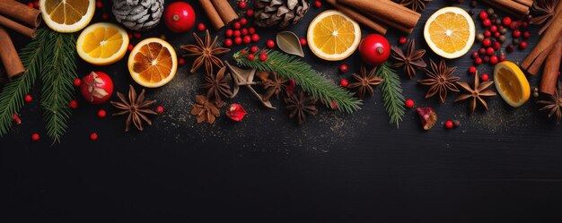 Arrière-plan des épices de Noël Bannière de cuisson de vacances avec espace de copie Generative ai