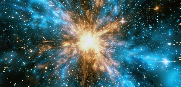 Arrière-plan de l'espace numérique Une explosion d'énergie ardente au centre L'espace extérieur avec des étoiles