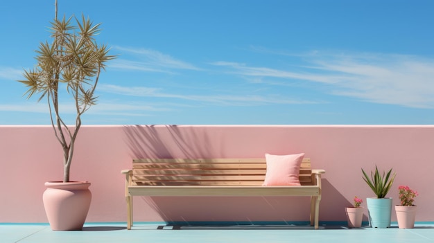 Arrière-plan esthétique minimaliste rose et bleu