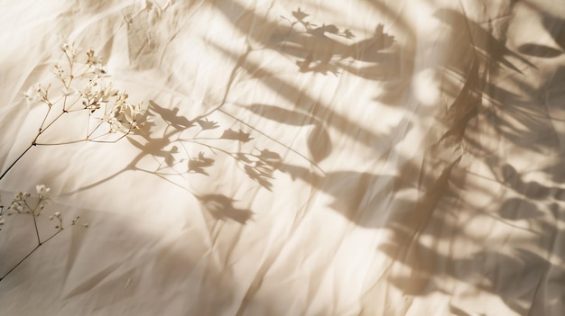 Photo arrière-plan esthétique naturel minimaliste lumière du soleil élégante ombrages floraux sur un neutre ia générative