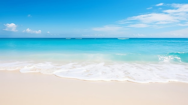 Arrière-plan d'été côte de mer tropicale avec une belle eau bleue et une journée ensoleillée Copier l'espace