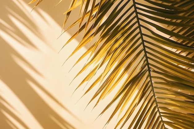 Photo arrière-plan d'été avec des feuilles de palmier et des ombres